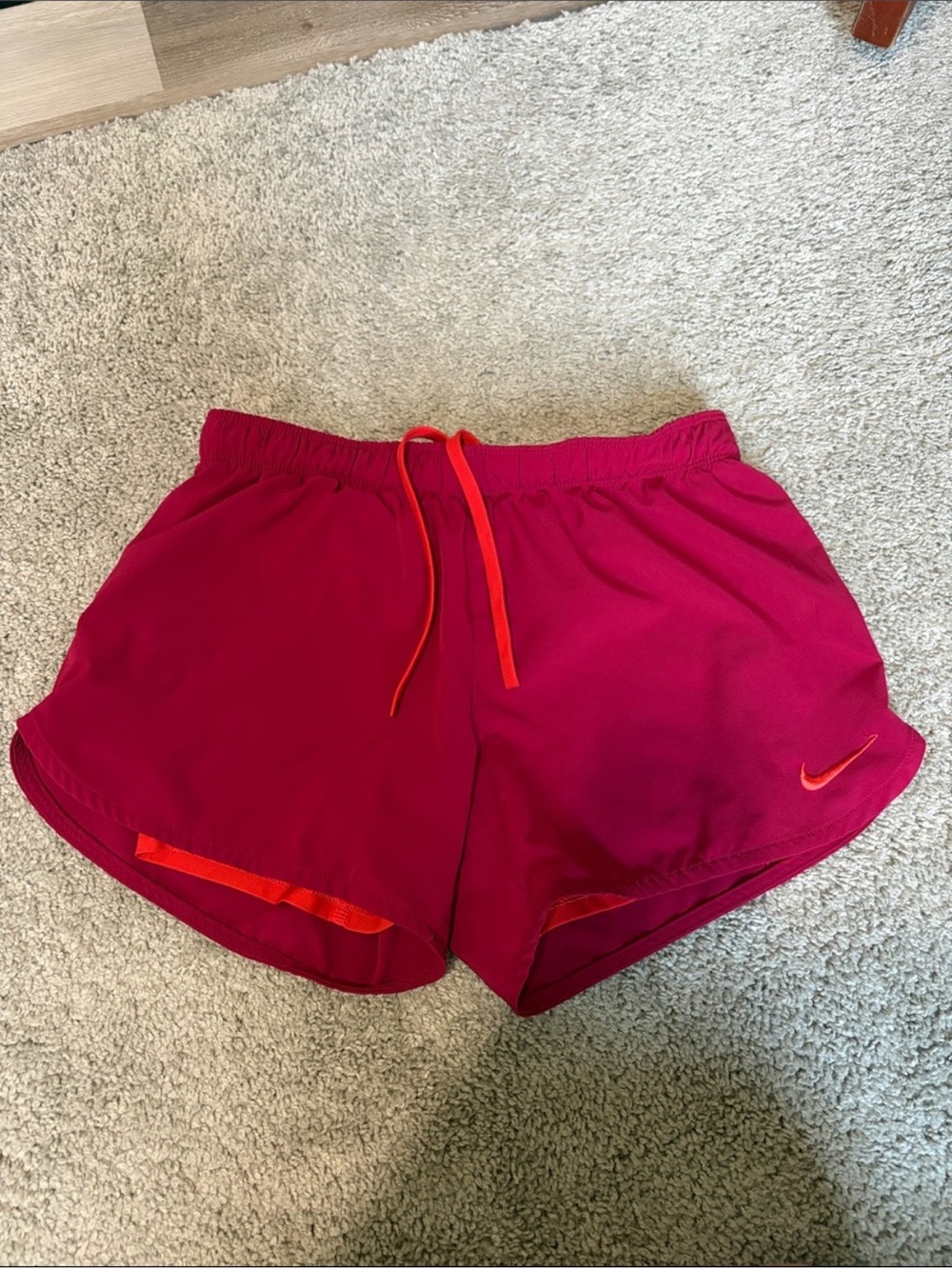 Nike Women’s Hot Pink Athletic Shorts with Orange Accents